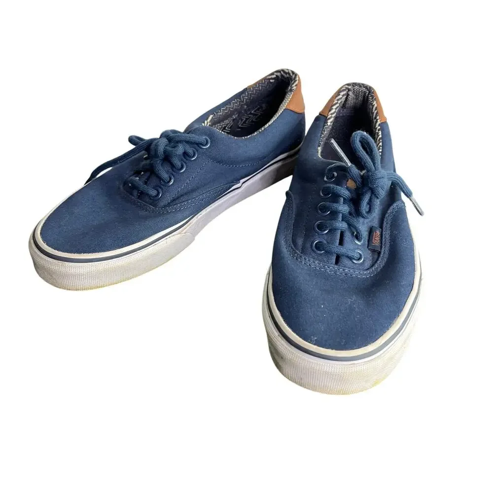 VANS Era 59 C&L‎ Dress Blues Sneakers Mens 7 Casual Boat Shoes Brown Trim NWOT